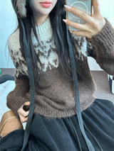 ウール🧸 アンゴラスノーフラワーロウンフニット❤🤎🩵💙4カラー