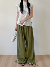 Pleo Strap Banding Wide Pants