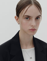 26SS★ Champagne Full Moon Silver Grip One-Touch Earrings S