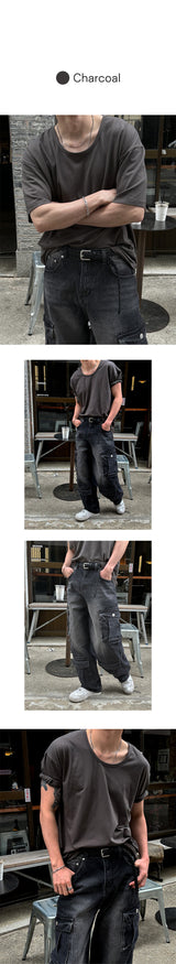 [BASIC ITEM] Soft u neck half t-shirts(5color)