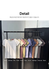 ベーシックスリムUネックハーフTシャツ(10color)