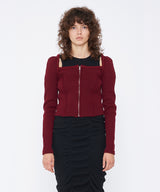 SQUARE NECK RIB CARDIGAN
