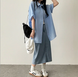 Sundy Charlang クールデニムロングスカート [ショート & ベーシックセレクション] Lyocell Fabric