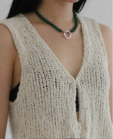 [MADE] Capsule02  Silver Open Pendant Gemstone Necklace _Green