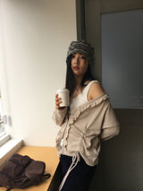 パンチシャーリングラッフルカーディガン (3color)