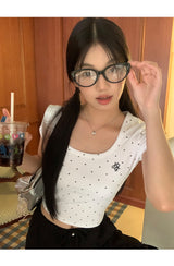 クラシックドットUネッククロップ半袖Tシャツ