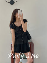 Back banding cotton cancan skirt(2color)