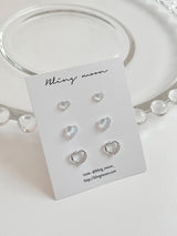 [3 set] Aurora summer heart earrings set / summer earrings simple daily layered