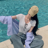 【BELLIDE MADE】モダール素材 Uネック無地半袖Tシャツ