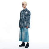 Washed Painted Check Shirt - NAVY