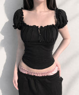 rosy puff blouse (3coors)