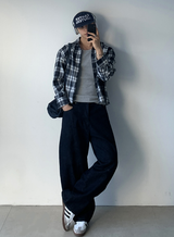 Enf Daily Country Check Cropped Overfit Long Sleeve Shirt