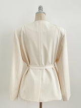 Illy V-neck No Collar Jacket (Belt set)