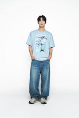 25SS REAL ALIEN FUZZY RABBIT SHORT SLEEVE T-SHIRT SKY BLUE