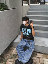 Skelader cargo denim pants (light blue)