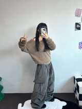 コーデュロイオーバーヒップカーゴパンツ🤎🖤🩶💚💛 - 5カラー
