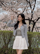 Pastel Linen Motif Round Knit Cardigan (10color)