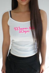  LETTERING SLEEVELESS TOP - WHITE