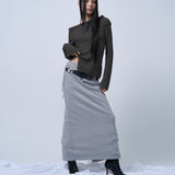 FOLDING WAIST BAND MAXI SKIRT (MELANGE GRAY)