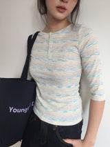 アンチヘンリーネック3/4スリーブTシャツ
