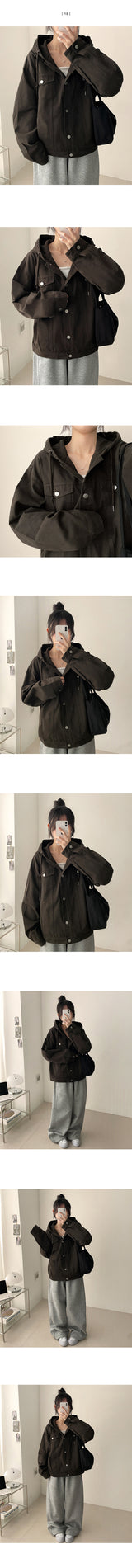 Maro Cotton Pocket Button Hooded Jacket