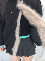 Milkfur high neck suede jumper