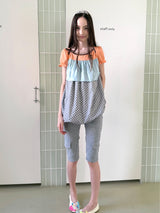 UnsocialNight 夏季新作 オリジナルデザイン 切替ラインストーン付き 美シルエット スリムハーフパンツ レディース