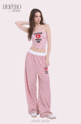 Love Me Stripe Tube Top Sweatpants Set (SET)