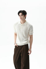 Cable Knit Polo Short Sleeve Tee