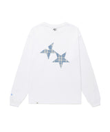 ツインスターチェックアップリケ長袖Tシャツ ホワイト(CV2GSUT555A)