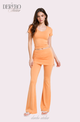 Liiv short-sleeve cap training shirring pants set (LONG PANTS)