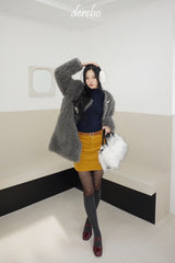 V-neck Slim Half Turtleneck Spandex Long-Sleeved T-Shirt