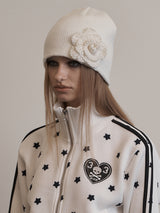 PEARL CORSAGE BEANIE IVORY