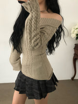 Off-Shoulder Cable Sweater