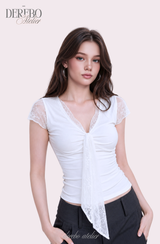 Hayley Lace White Short Sleeve T-shirt
