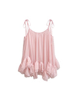 Hazel Sheer Ribbon Strap Frill Sleeveless Pink