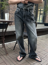[MUSCLE FIT] スリットモックネックハーフニット(3color)