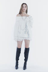 スペルオフショルダースウェットシャツ white