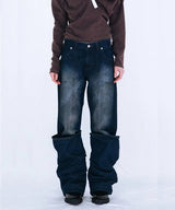 OVERLAP TUCK DENIM PANTS
