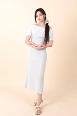 Off-Shoulder Slit Long Onepiece Sky Blue