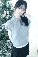 Angora Half-Puff Short-Sleeved Knitwear (2color)