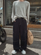 アベローステッチカーゴデニムパンツ
