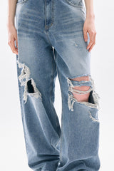 Brivan distressed wide denim