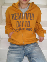 Vintage Graphic Lettering Two-Way Zip Hoodie (3c)