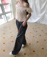 [ cotton fit ] worb over shirring pocket wide pt