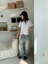 SAND WASHED WIDE JEANS (2C)