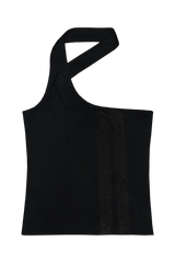 ワンショルダーマフラーレーストップ (BLACK)