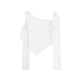 カットアウトウェーブスリーブトップ[White]