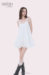 Punching Daisy White Sleeveless Dress 
