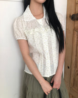 マヒ フリル ショート スリーブ ブラウス